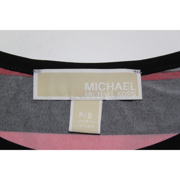 Michael Kors Women's Multi Stripe Pink Black Red Flounce Hem Knit Dress Size S - Picture 5 of 6